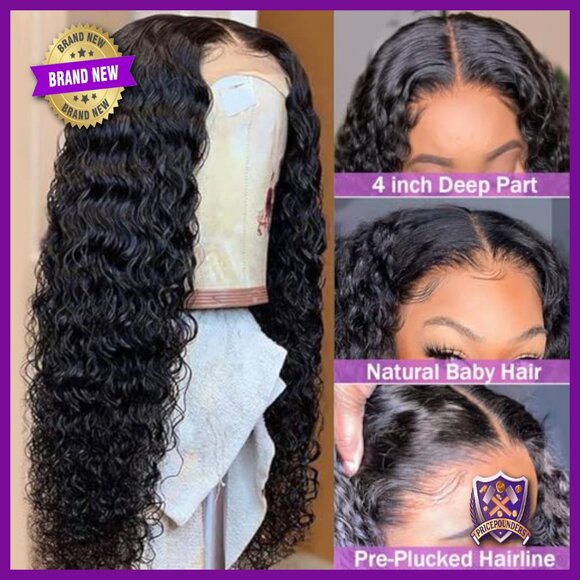 Deep Wave Lace Front Wig 180% Density 4x4 Closure Human Hair Glueless
